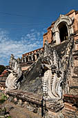 Chiang Mai - The Wat Chedi Luang. The massive chedi heavily damaged by an earthquake has been partially reconstructed apart from the spire since nobody can be sure what it looked like. 